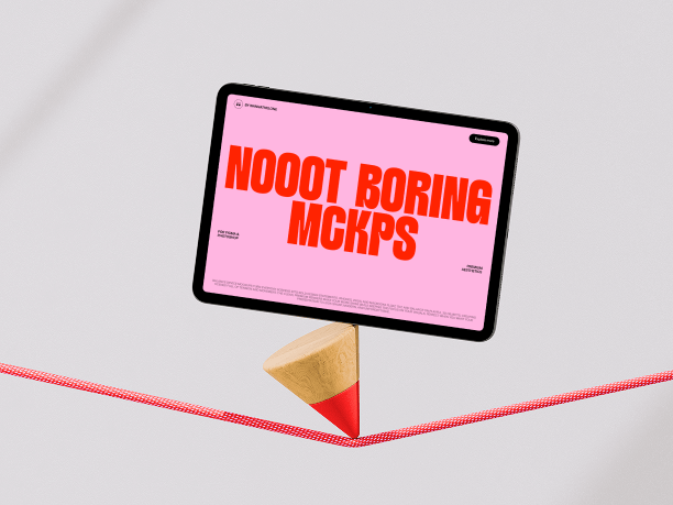 floating tablet mockup with geometric balance