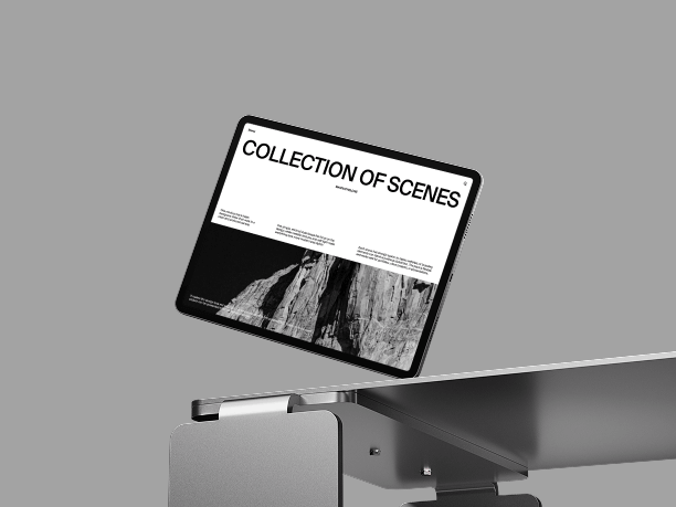 tablet mockup on metal platform edge