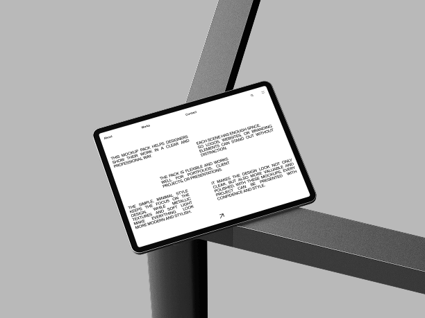 tablet mockup on angled metal stand