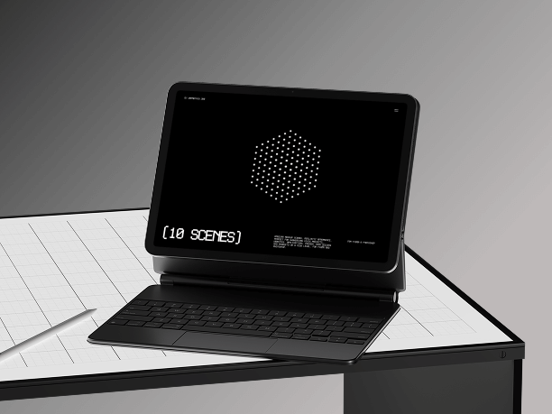 tablet mockup on technical surface