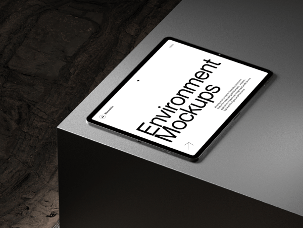 ipad pro mockup on a metal table