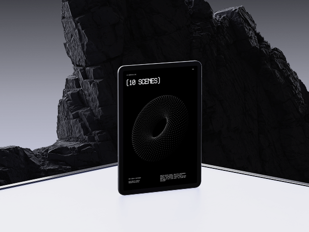 tablet mockup in abstract tech scene