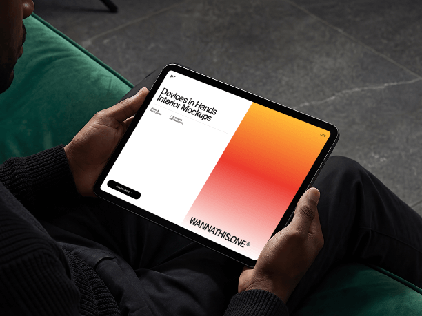 landscape tablet mockup in hands